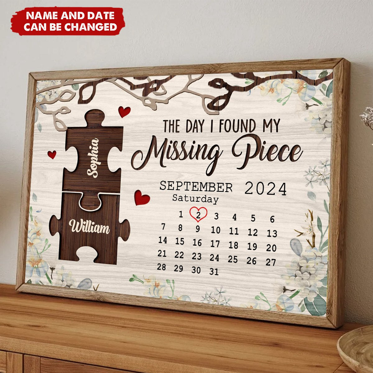 Personalized 'My Missing Piece' Canvas Gift for Couples & Anniversaries