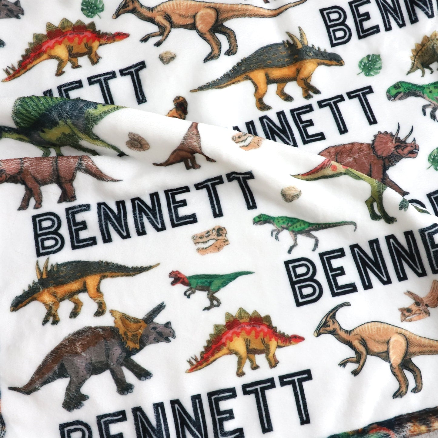 Personalized Children’s Dinosaur Forest Name Blankets