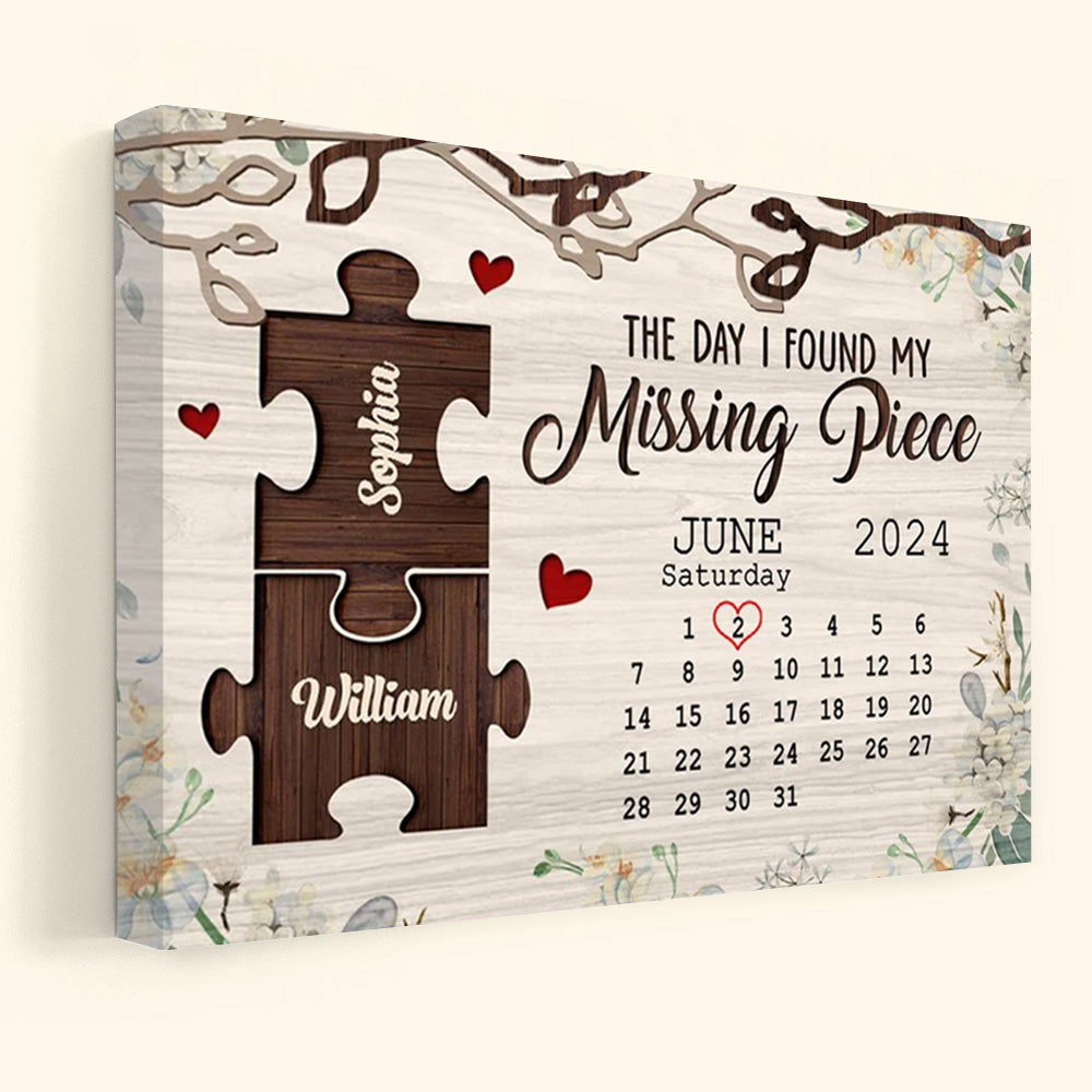 Personalized 'My Missing Piece' Canvas Gift for Couples & Anniversaries