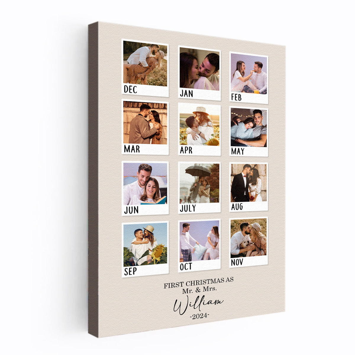 Personalized 'First Christmas As Mr & Mrs' Photo Canvas for Couples