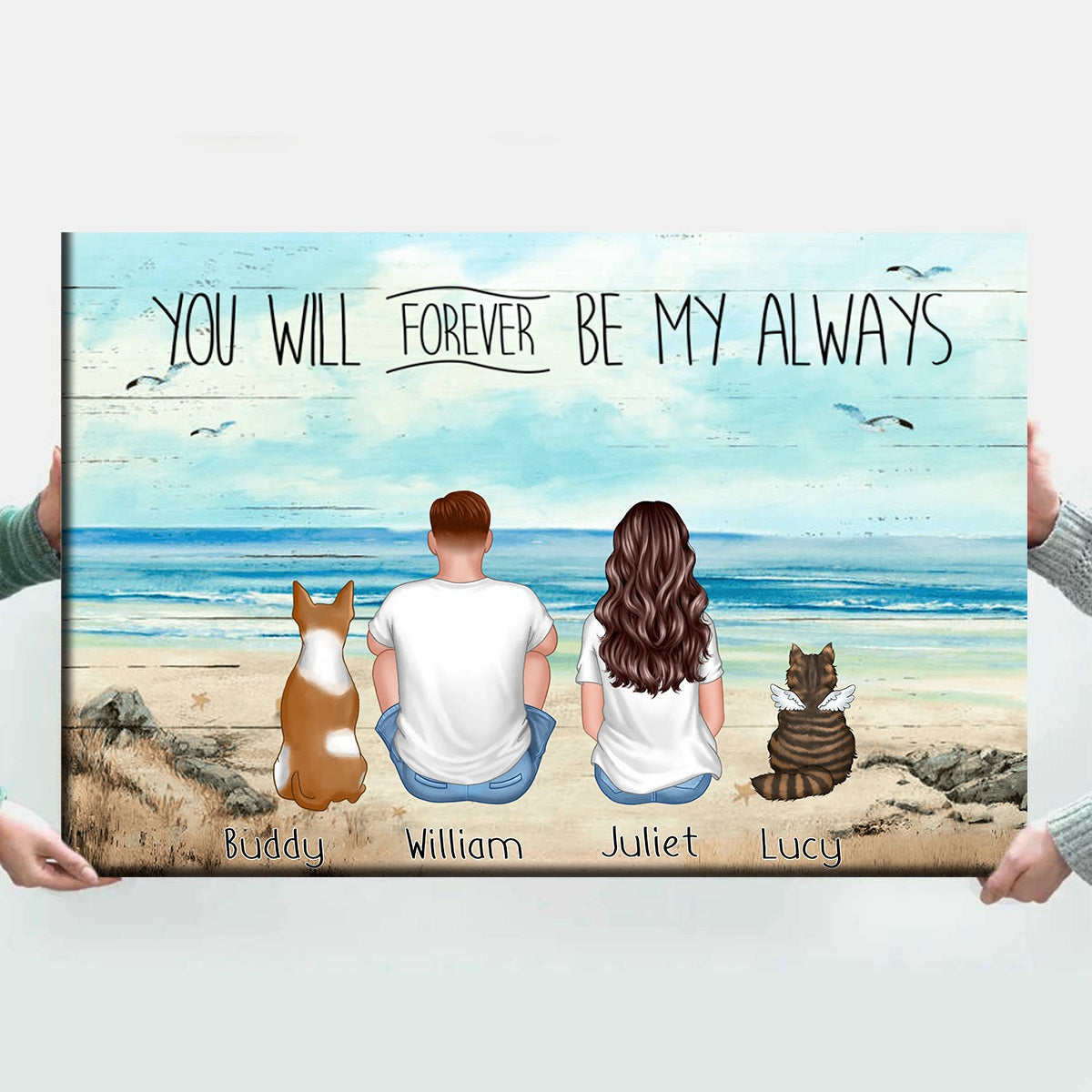 Custom 'Life We Loved' Beach Canvas for Couples & Pet Memorial For Loved One