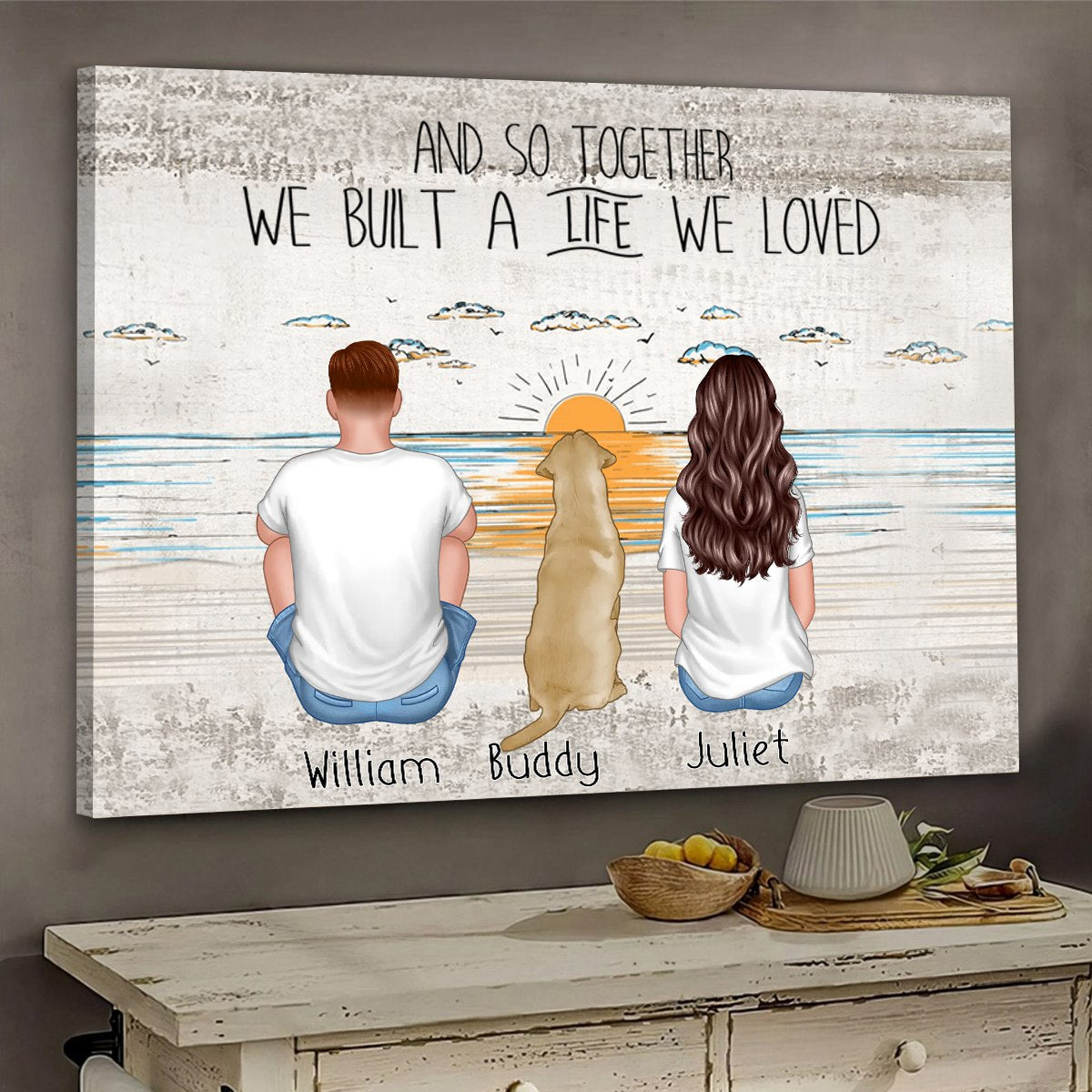 Custom 'Life We Loved' Beach Canvas for Couples & Pet Memorial For Loved One