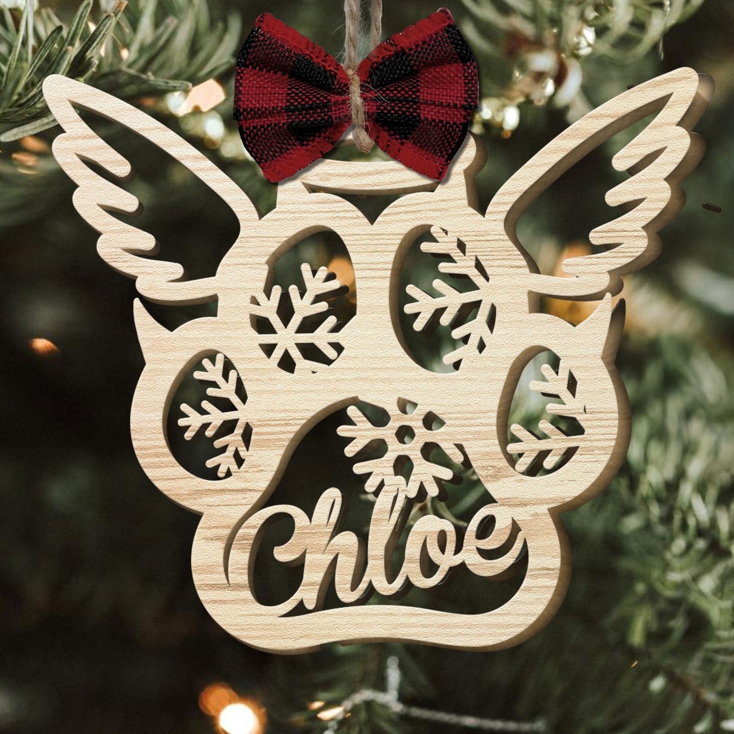Personalized Angel Pet Paw Print Ornament - Custom Name Christmas Keepsake