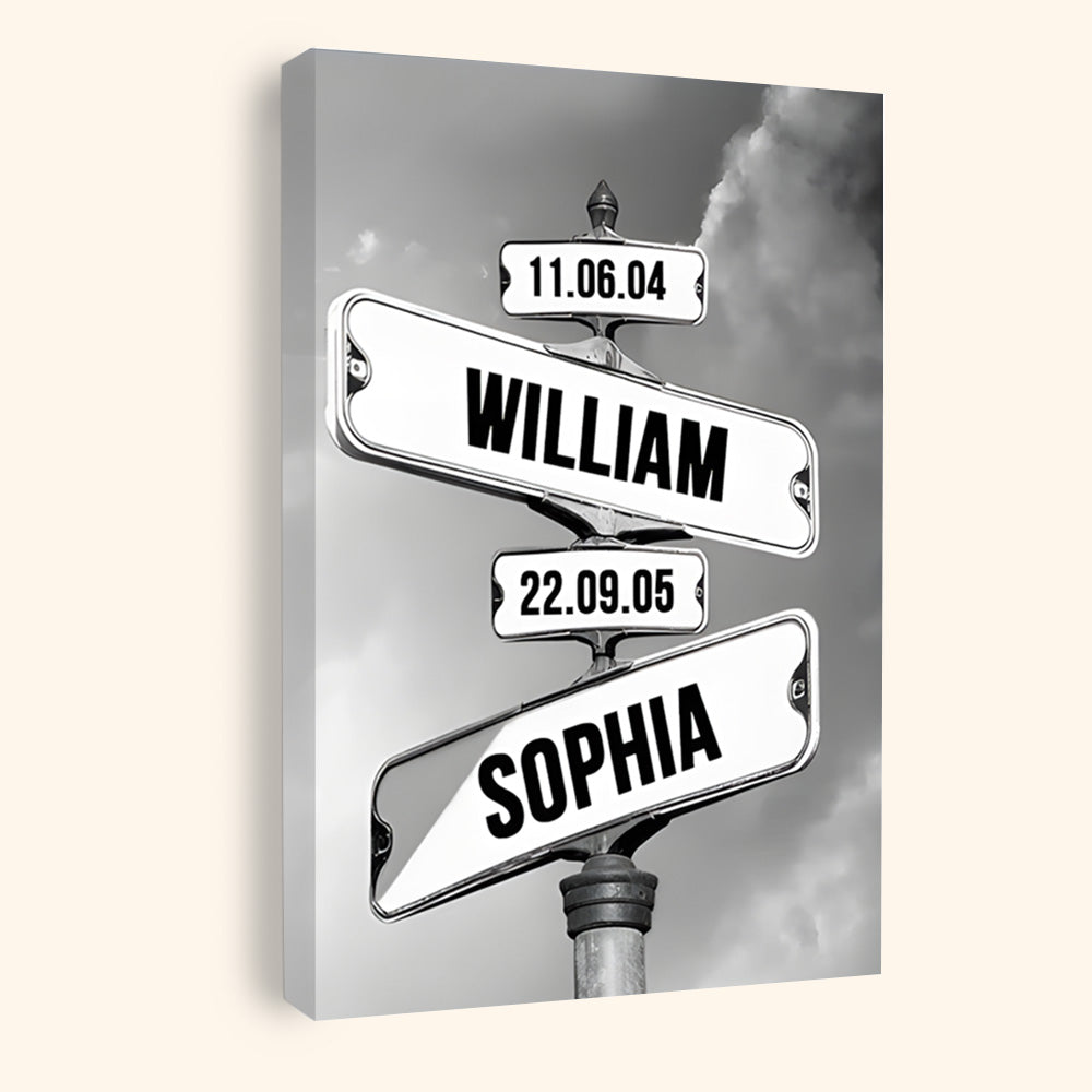 Personalized Family Birth Date Street Sign Canvas - Custom Wall Art