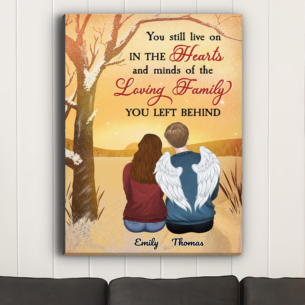 Custom Memorial For Loved One Canvas for Wife/Husband: 'You Still Live On In Hearts' Art