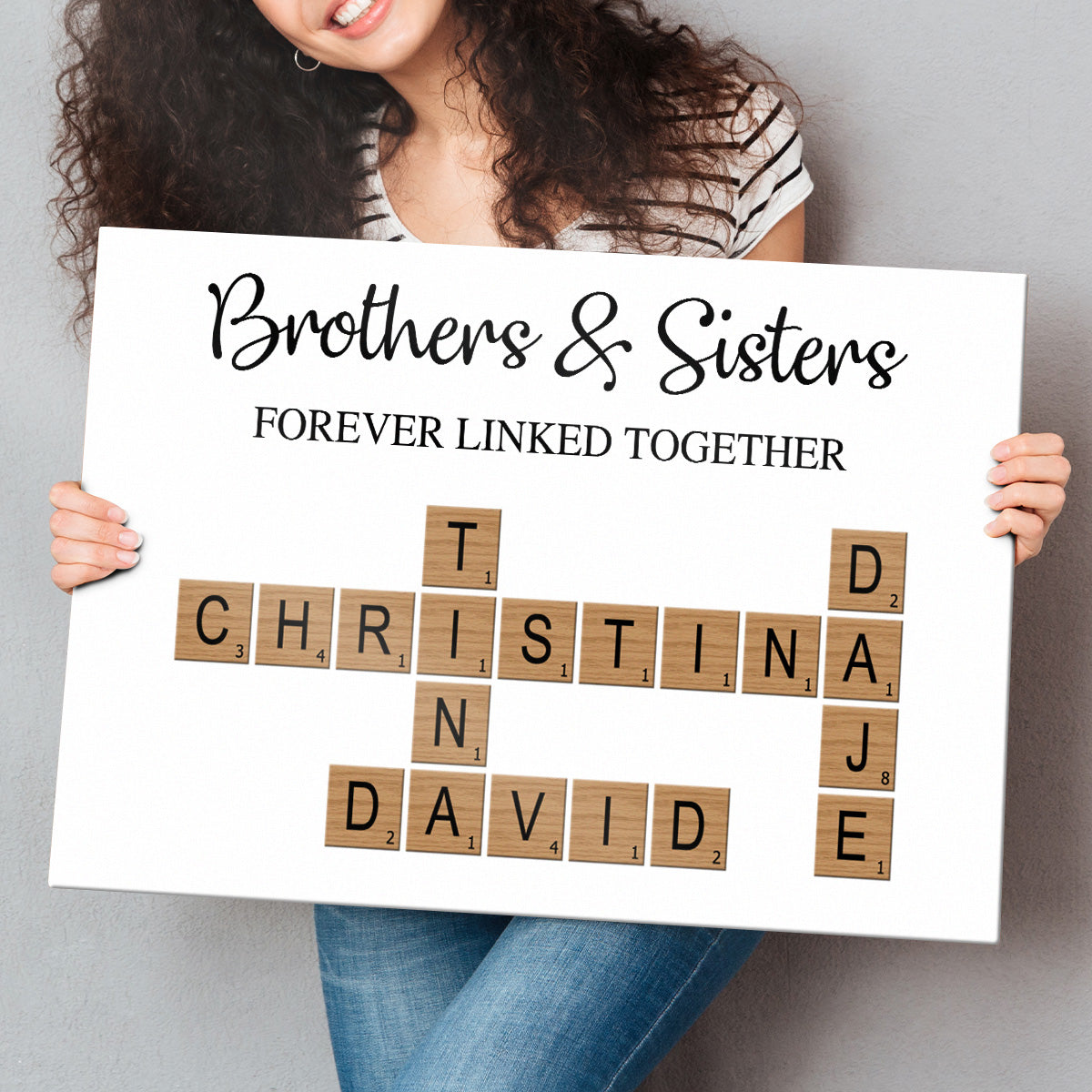Forever Linked Together - Personalized Customized Sibling Canvas/poster