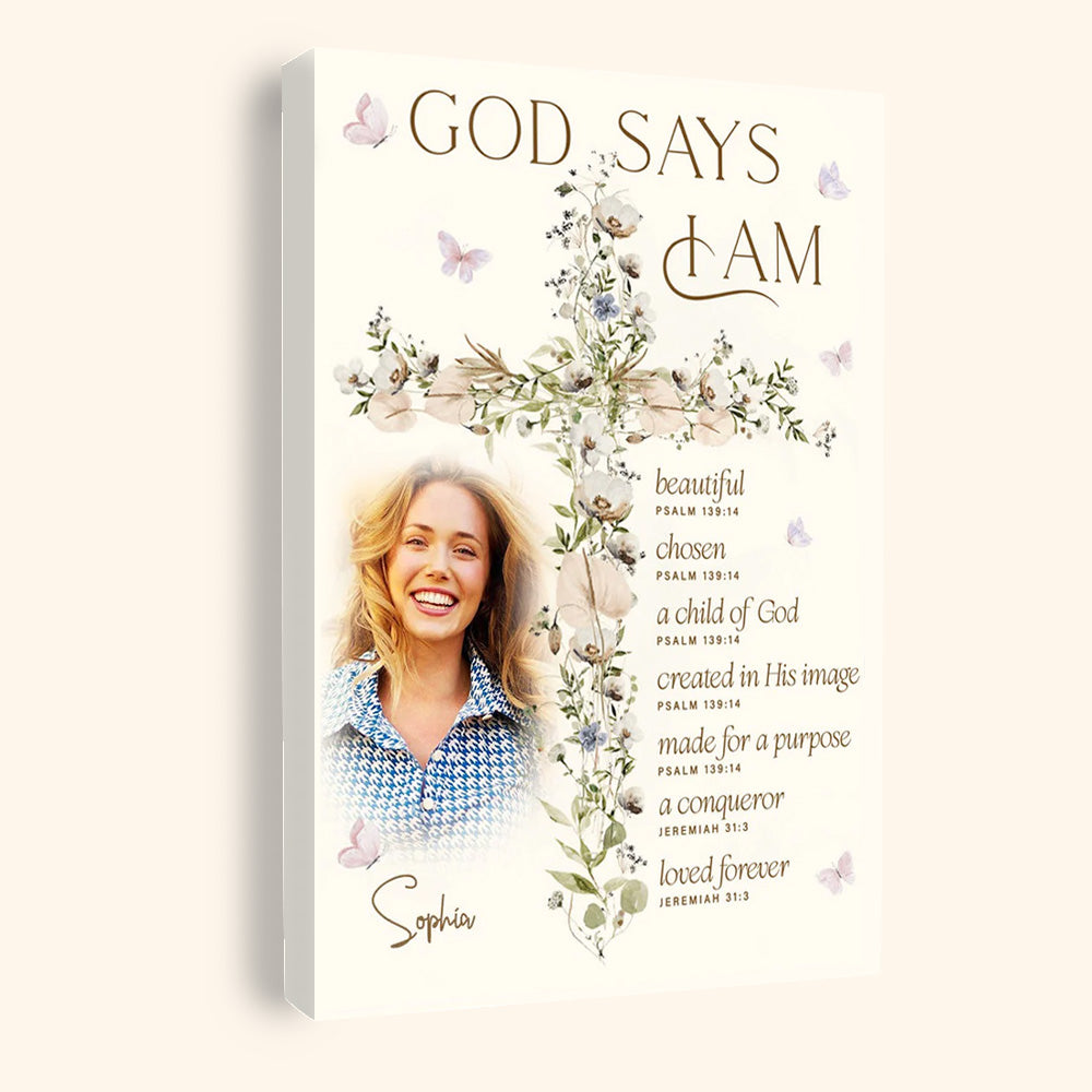 Personalized 'God Says I Am' Christian Canvas for Her | Uplifting Wall Art