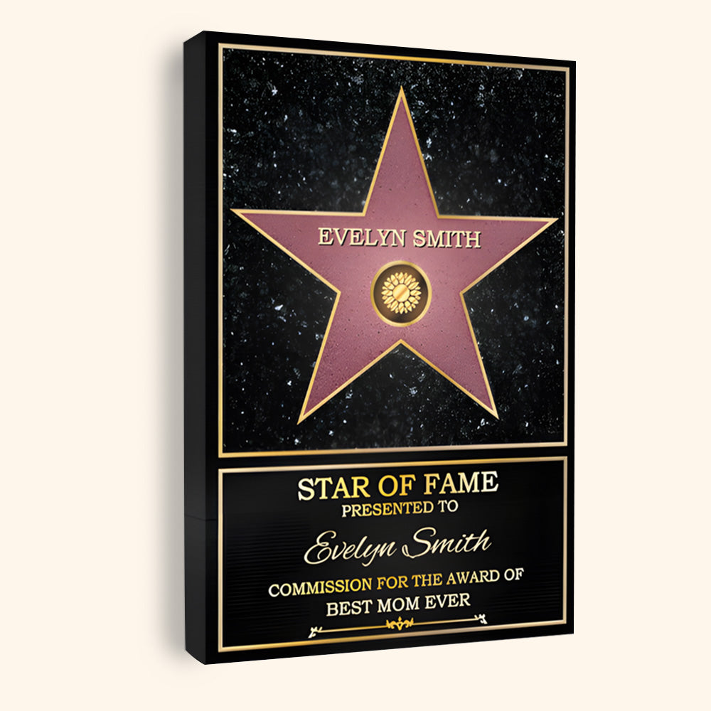 Custom 'Best Mom Ever' Star of Fame Canvas - Personalized Wall Art Gift