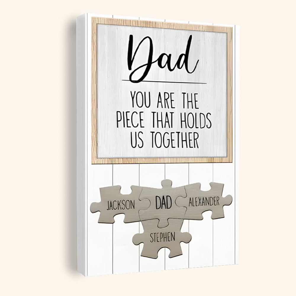 Heartfelt Personalized Puzzle Canvas for Mom/Dad: 'Piece That Holds Us Together'