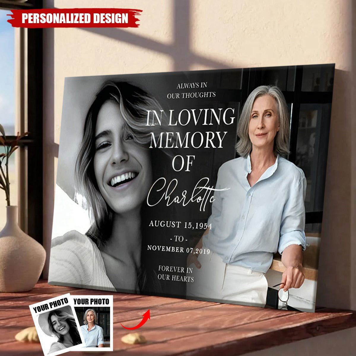 Personalized "In Loving Memory" Photo Canvas - Heartfelt Memorial For Loved One Keepsake