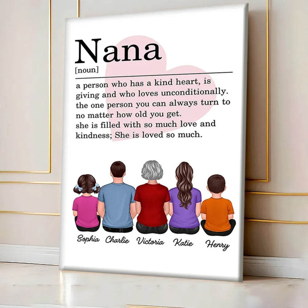 Personalized Nana 'Kind Heart' Definition Canvas for Grandma & Mom