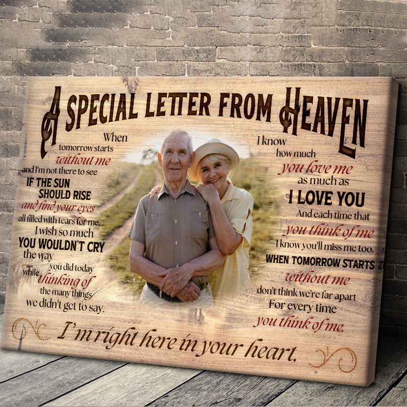 Personalized Memorial For Loved One Photo Canvas: "A Letter From Heaven" Comfort Gift