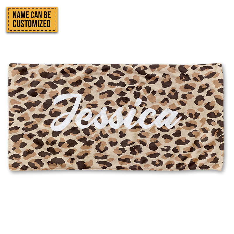 Personalized Blue Leopard Beach Towel - Custom Name Summer Accessory