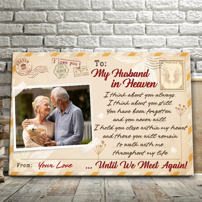 Personalized Memorial For Loved One Canvas: 'My Wife in Heaven' Until We Meet Again
