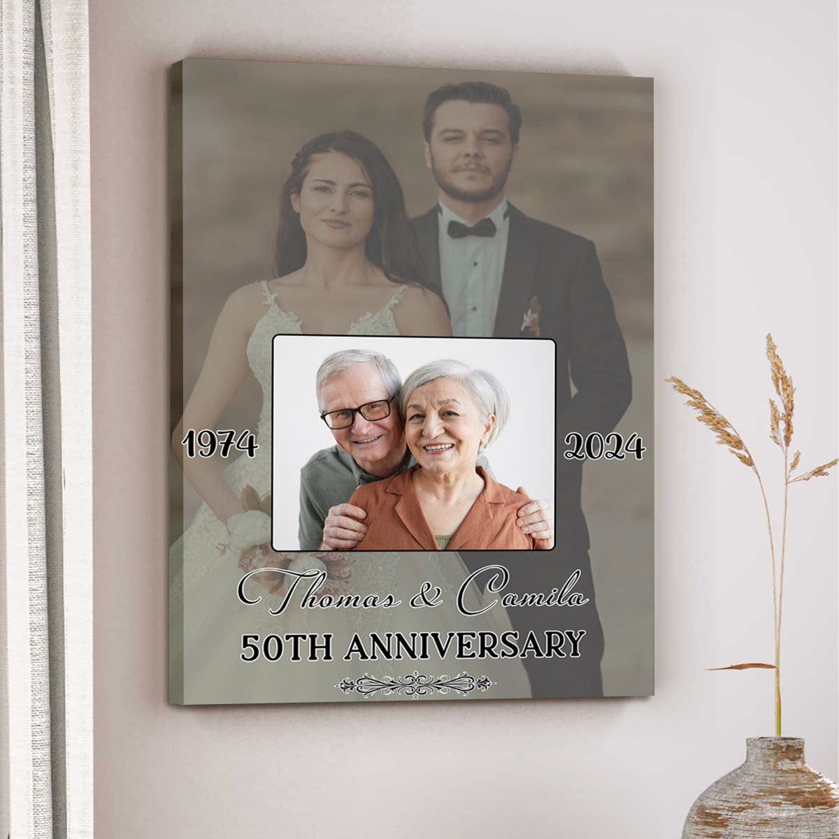 Custom 50th Anniversary Photo Canvas for Couples - Timeless Love Keepsake