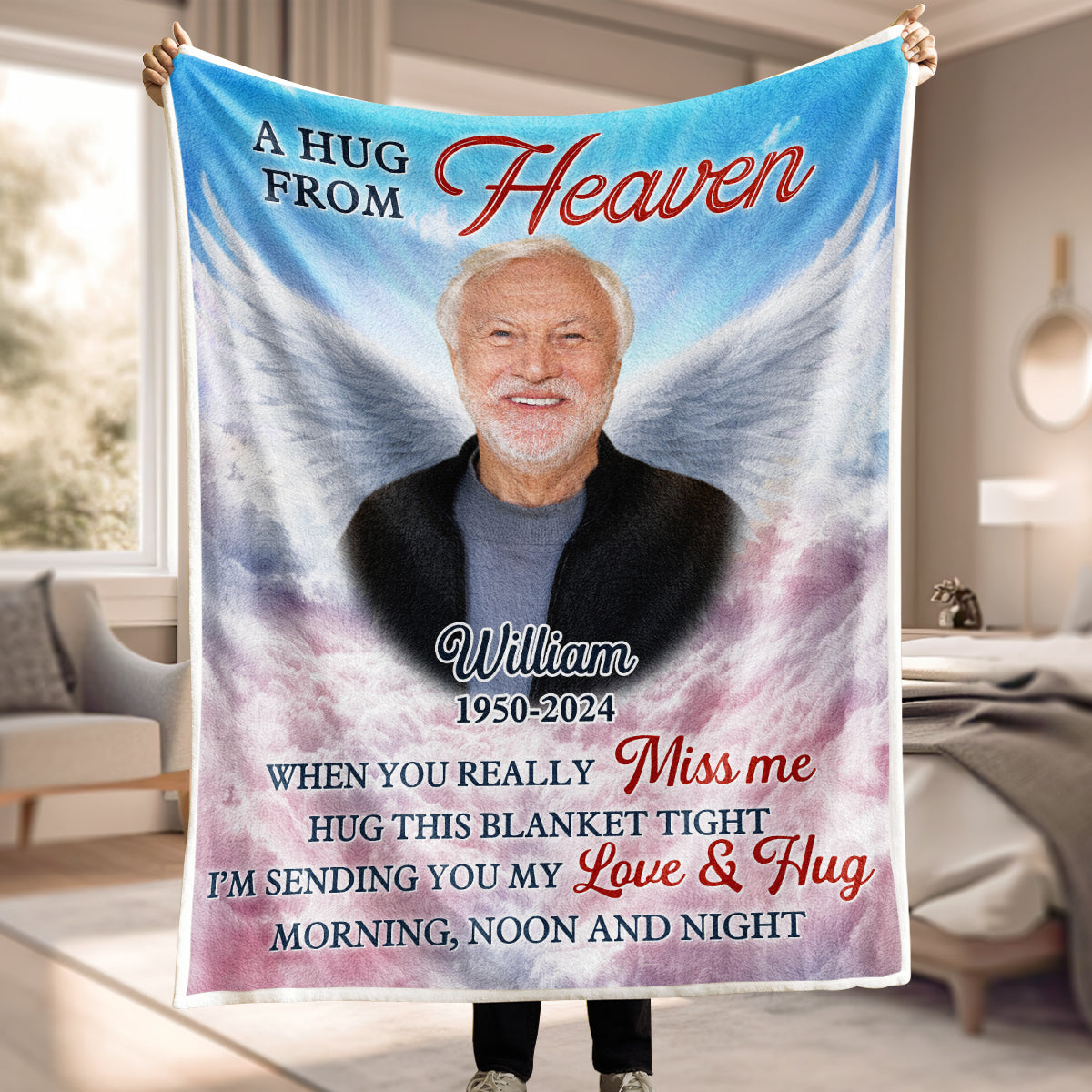 A Hug From Heaven - Personalized Custom Photo Blanket
