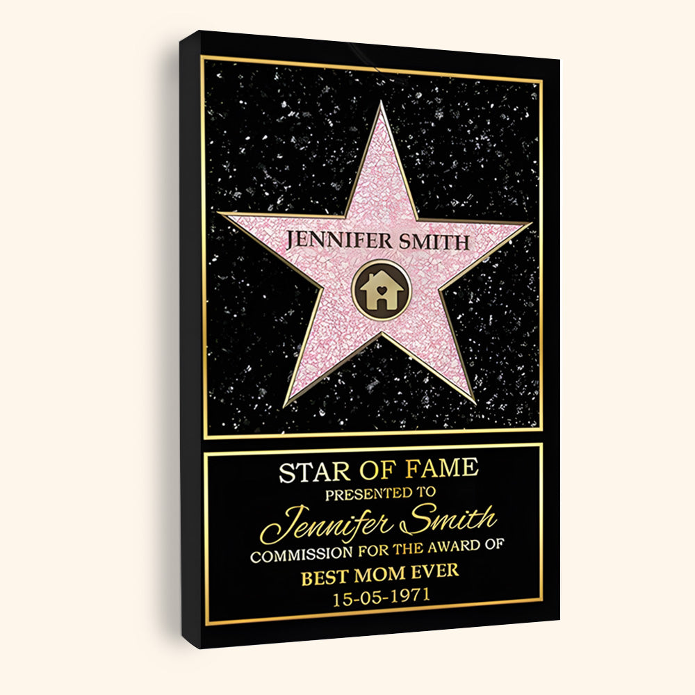 Personalized 'Best Mom Ever' Star of Fame Canvas - Custom Family Gift
