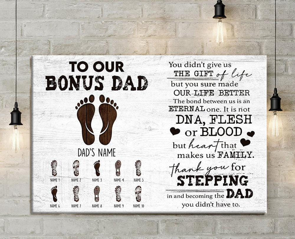 Personalized Stepdad Gift: 'Heart Makes Us Family' Custom Canvas Print