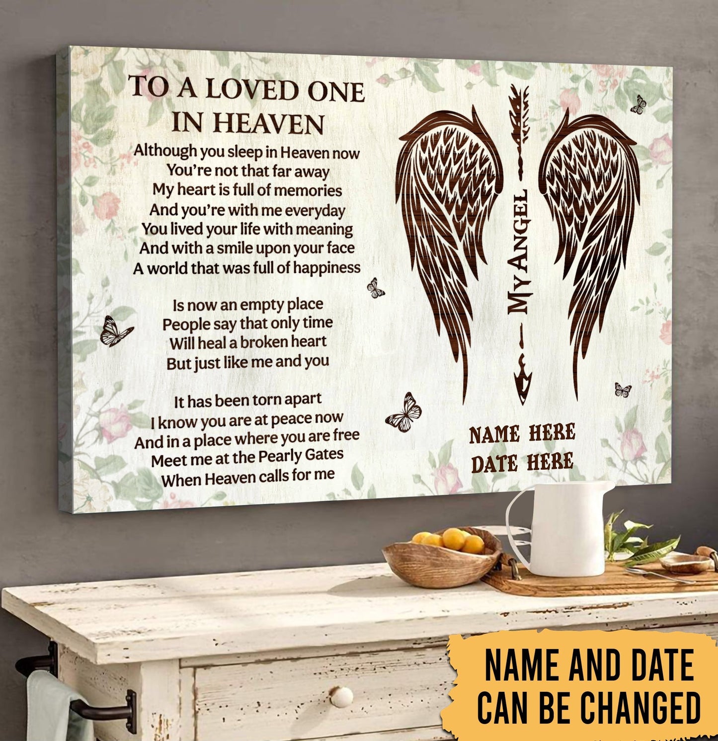 Heartfelt Personalized Memorial For Loved One Canvas: "To A Loved One In Heaven"