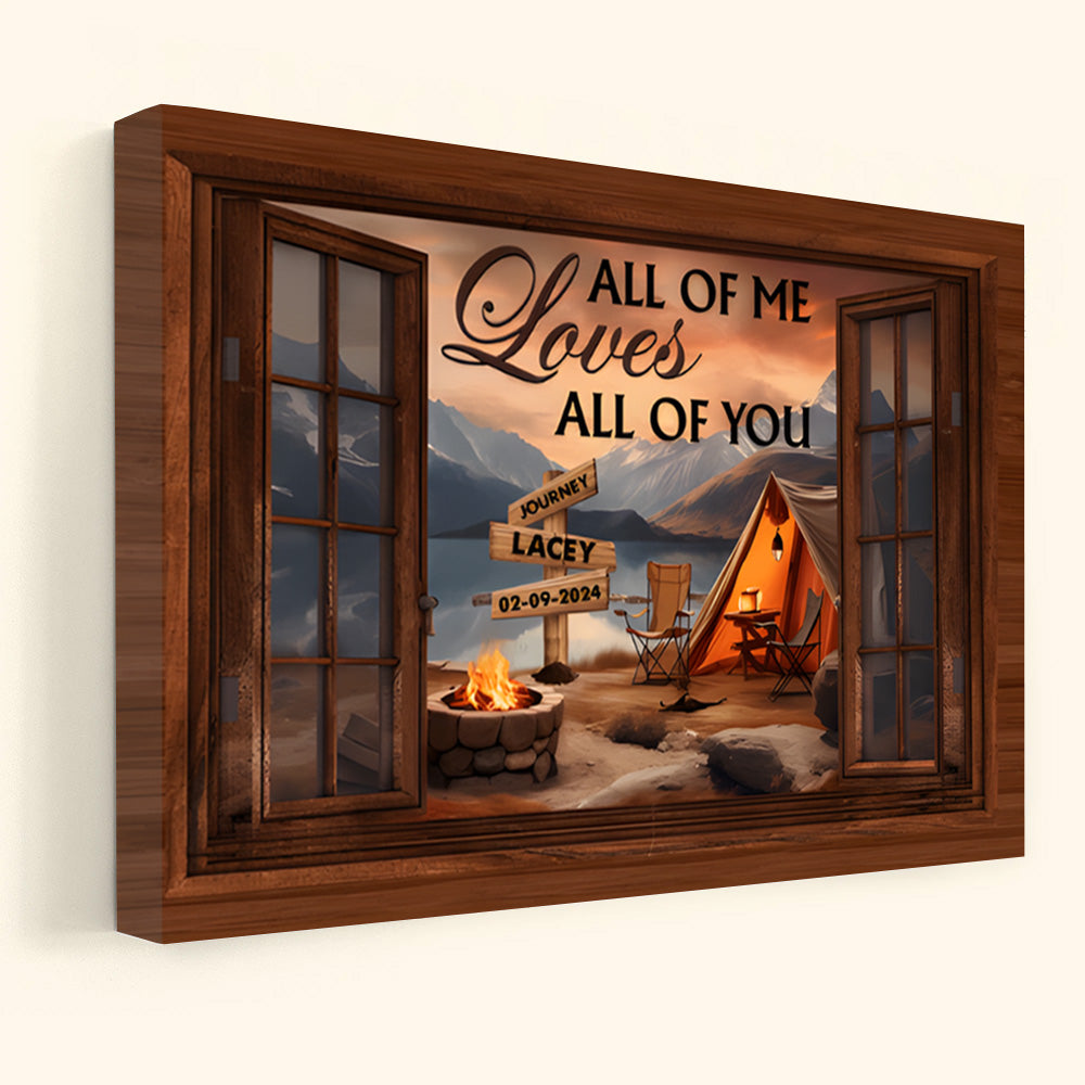 Window View Personalized Canvas for Couples: 'All of Me Loves All of You'