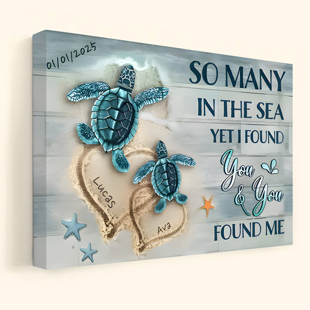 Personalized Beach Turtle Canvas for Couples - I Found You & You Found Me