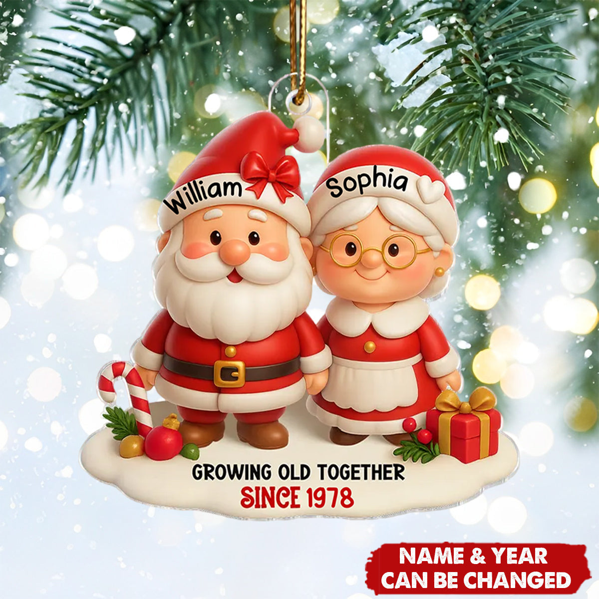 Customizable Santa Claus Couple Ornament - Celebrate Your Journey Together