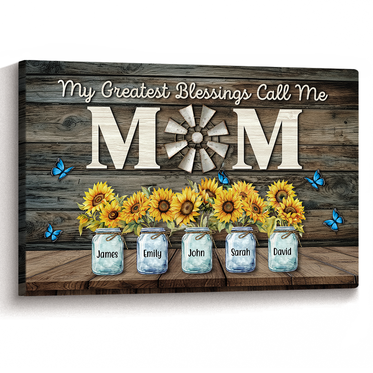 Personalized 'My Greatest Blessings Call Me Mom' Custom Canvas Gift