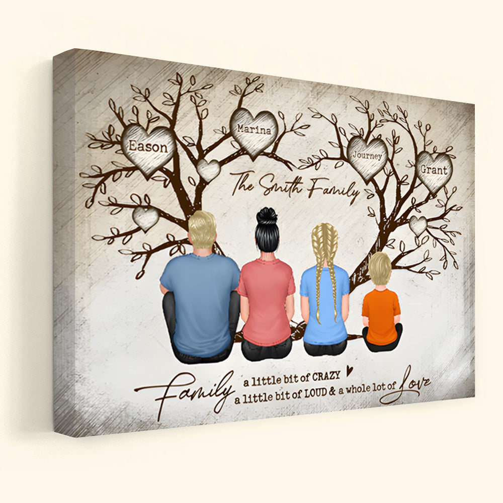 Personalized Family Tree Canvas - "A Little Bit of Crazy & Whole Lot of Love" Gift