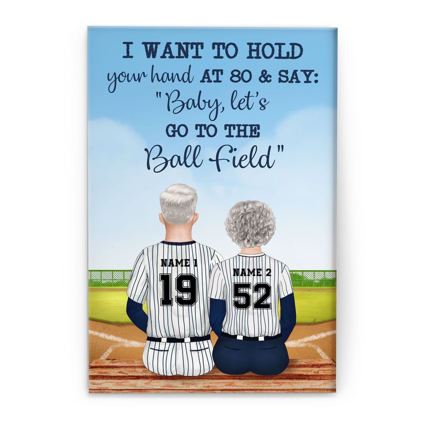 Personalized Couple's Canvas: 'At 80, Let's Go To The Ball Field' Gift