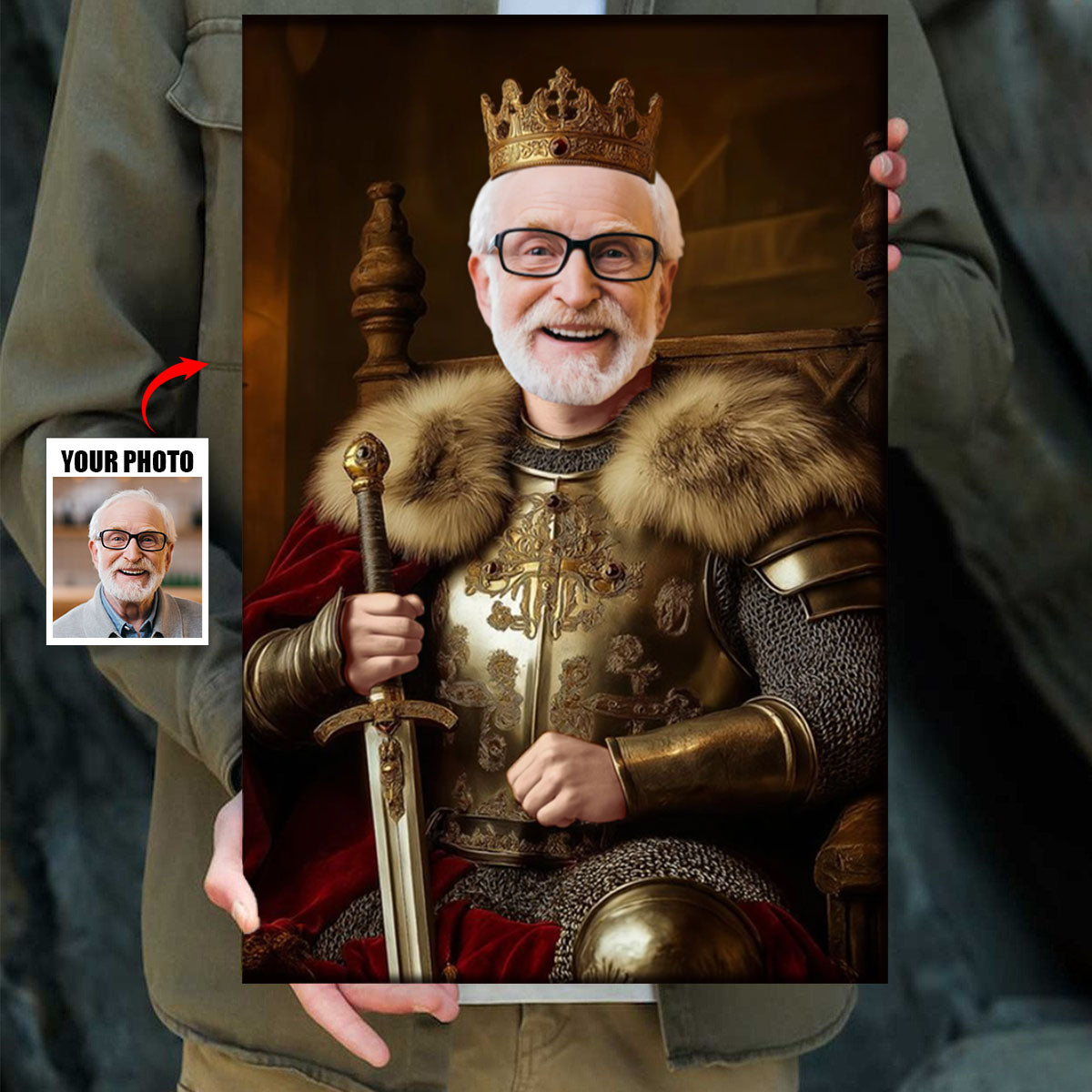 Custom Photo Royal Painting Style For Dad, Grandpa - Personalized Poster / Canvas