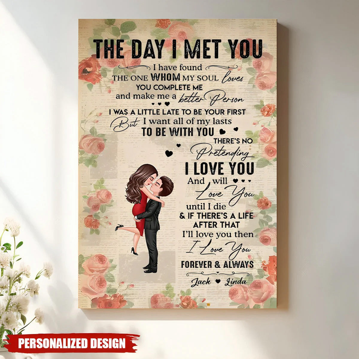 Personalized 'The Day I Met You' Canvas Art | Romantic Couples Keepsake