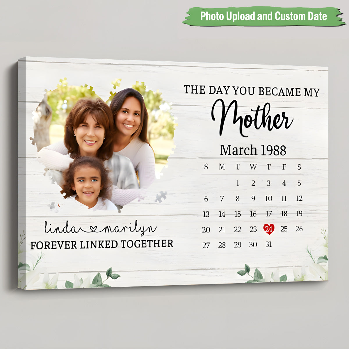 Heartfelt Personalized 'The Day You Became My Mother' Canvas for Mom