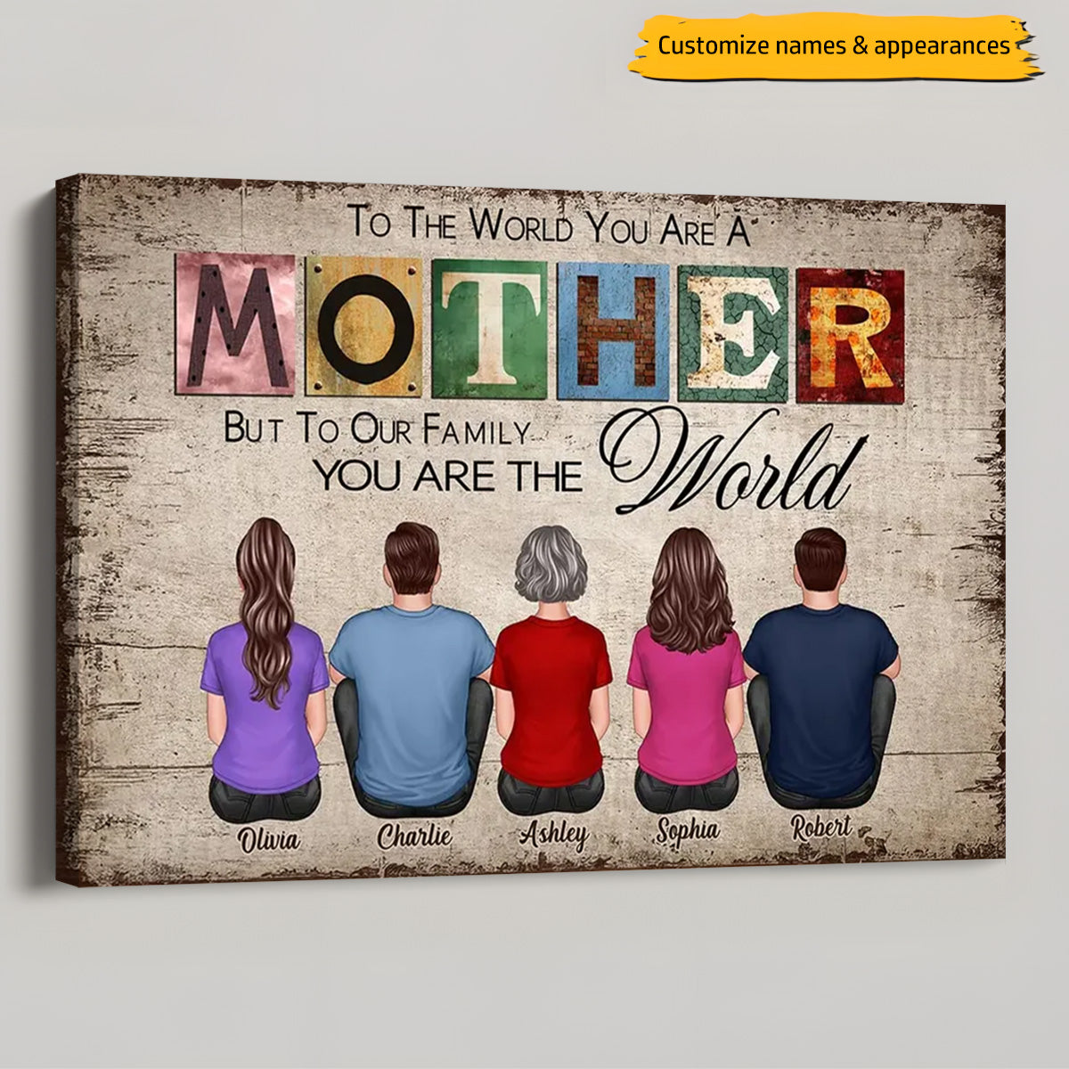 Heartfelt Personalized 'You Are The World' Family Canvas Gift for Mom