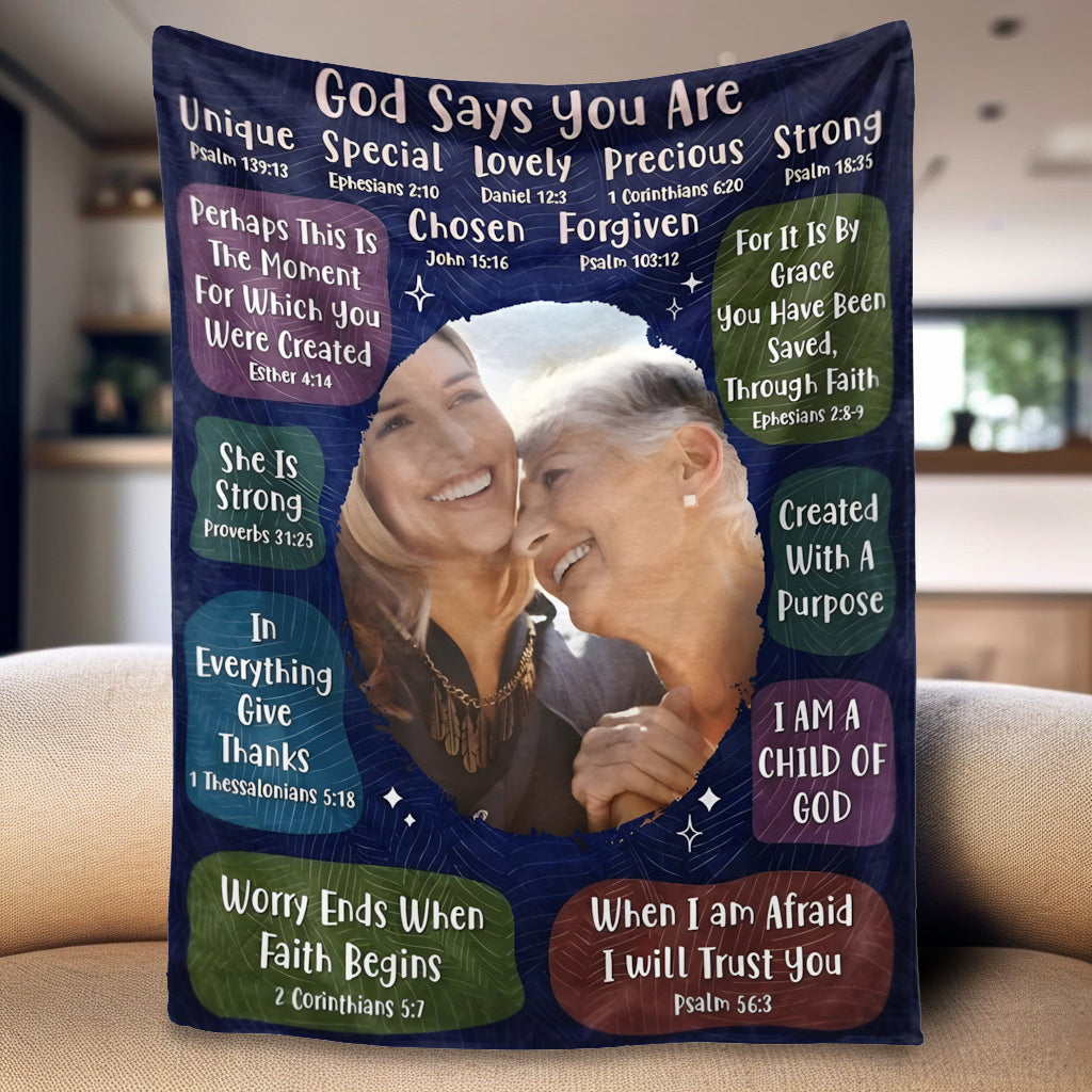 Personalized 'God Says You Are' Photo Blanket - Custom Inspirational Gift for Her