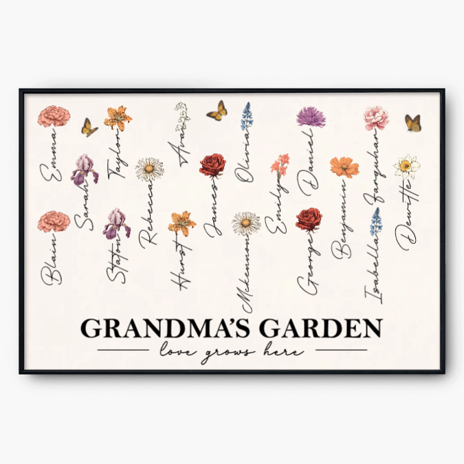 Personalized 'Love Grows Here' Grandparents' Garden Birth Month Canvas