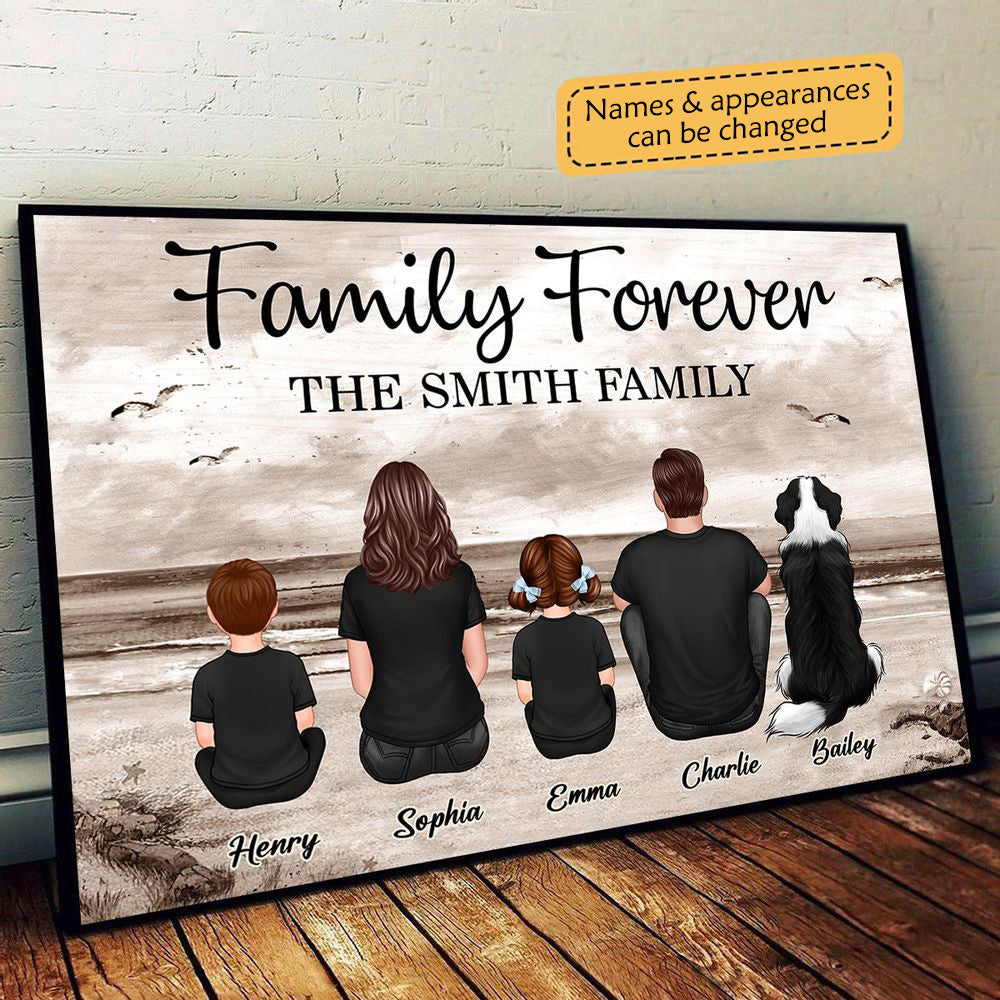 Custom "Family Forever" Beach Portrait Canvas Gift for Family & Parents