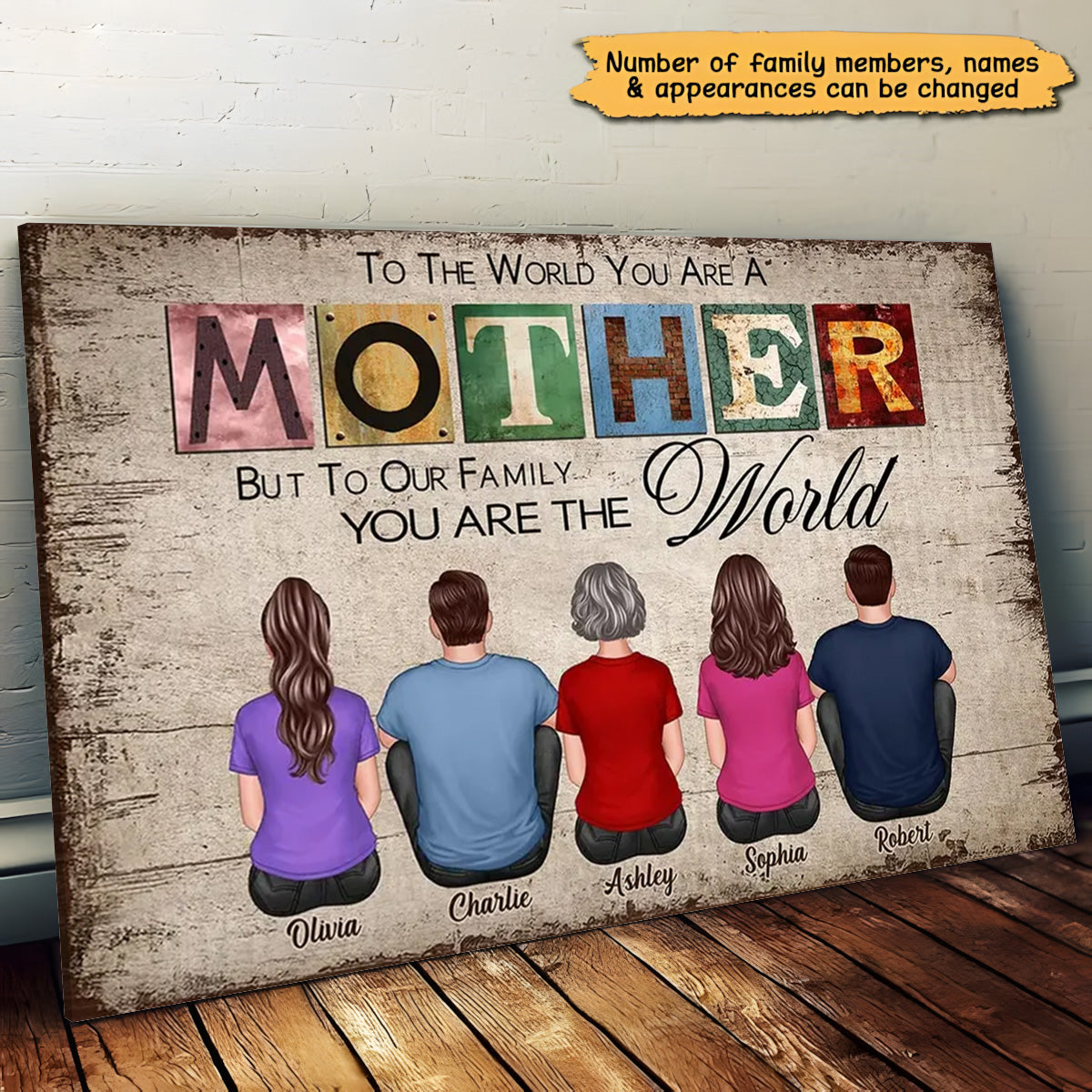 Heartfelt Personalized 'You Are The World' Family Canvas Gift for Mom