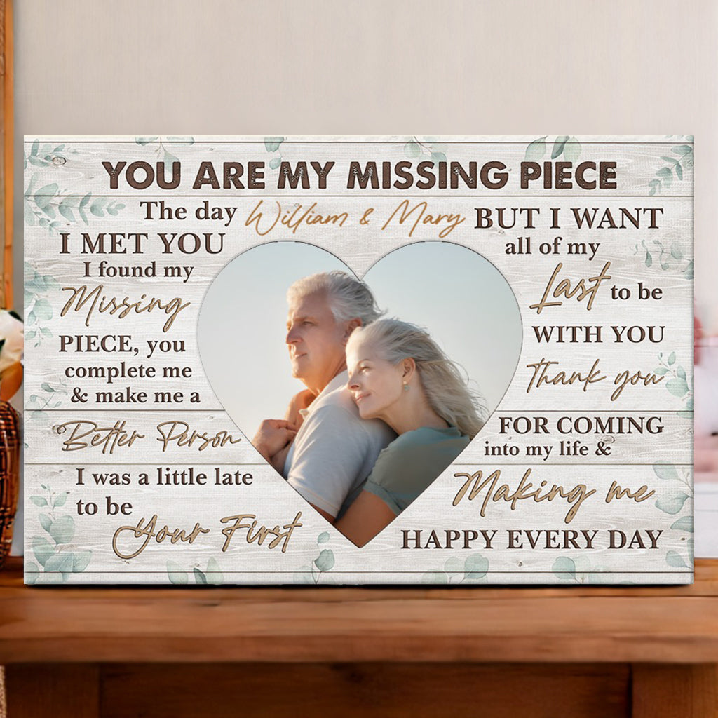 Custom Photo Canvas for Couples: 'You Are My Missing Piece' Gift