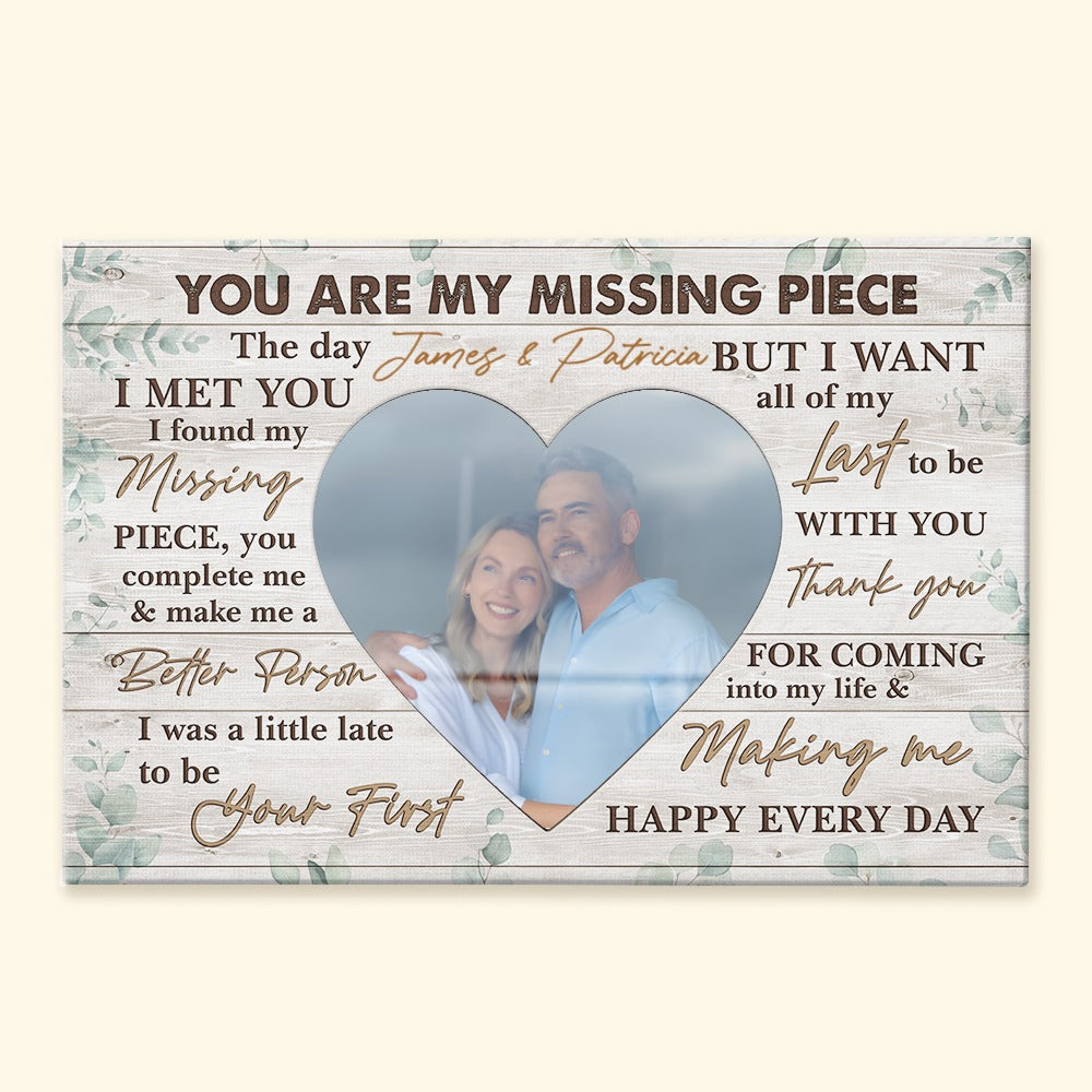 Custom Photo Canvas for Couples: 'You Are My Missing Piece' Gift