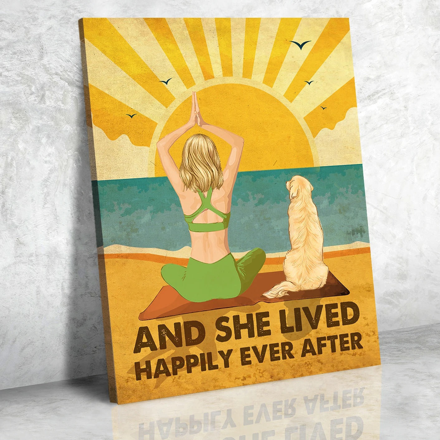 Personalized 'Happily Ever After' Canvas for Dog Lovers & Yoga Fans