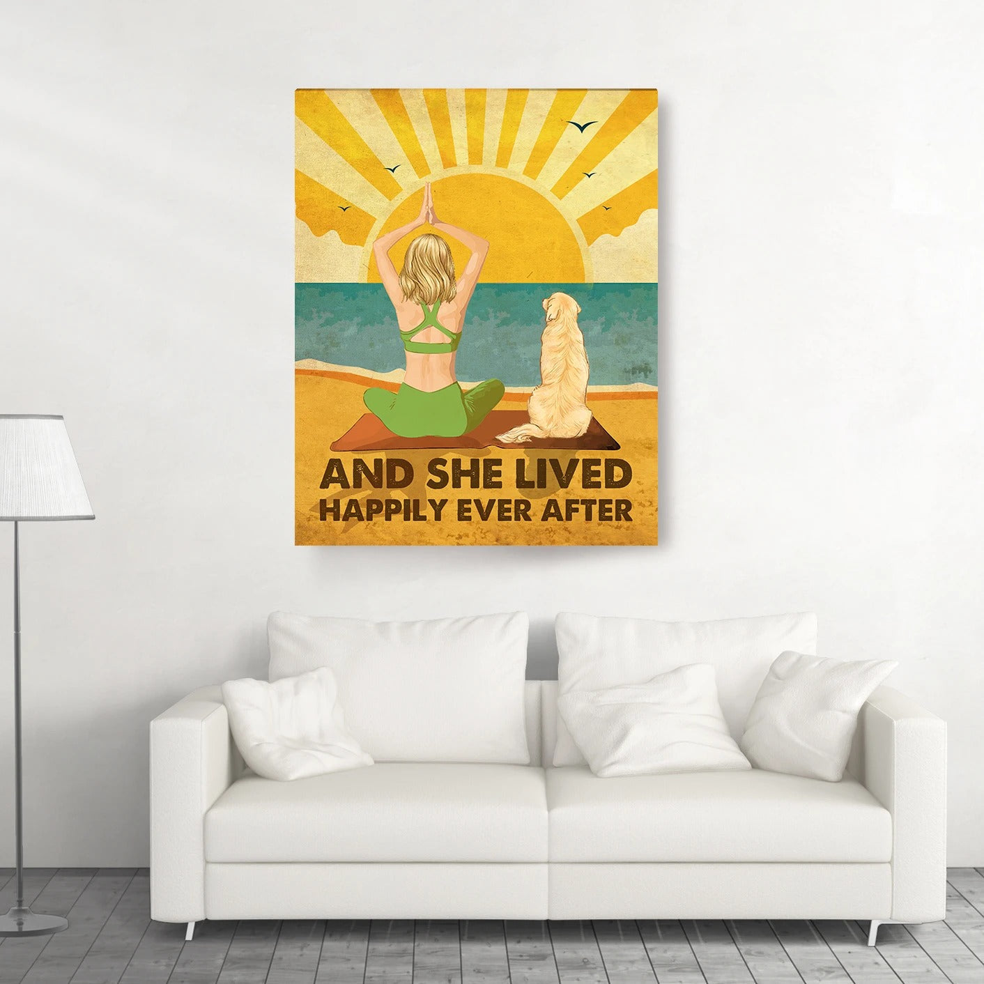 Personalized 'Happily Ever After' Canvas for Dog Lovers & Yoga Fans