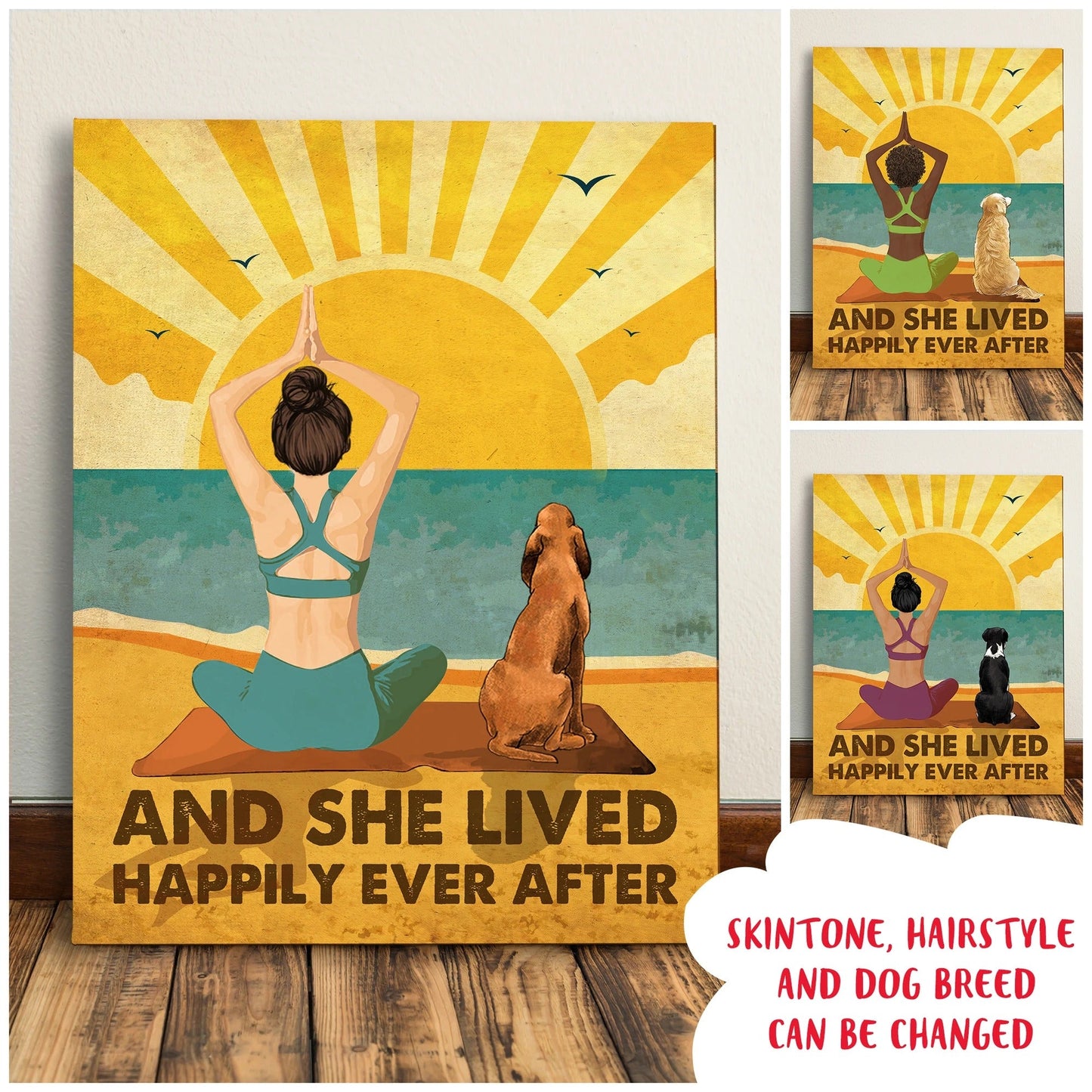 Personalized 'Happily Ever After' Canvas for Dog Lovers & Yoga Fans