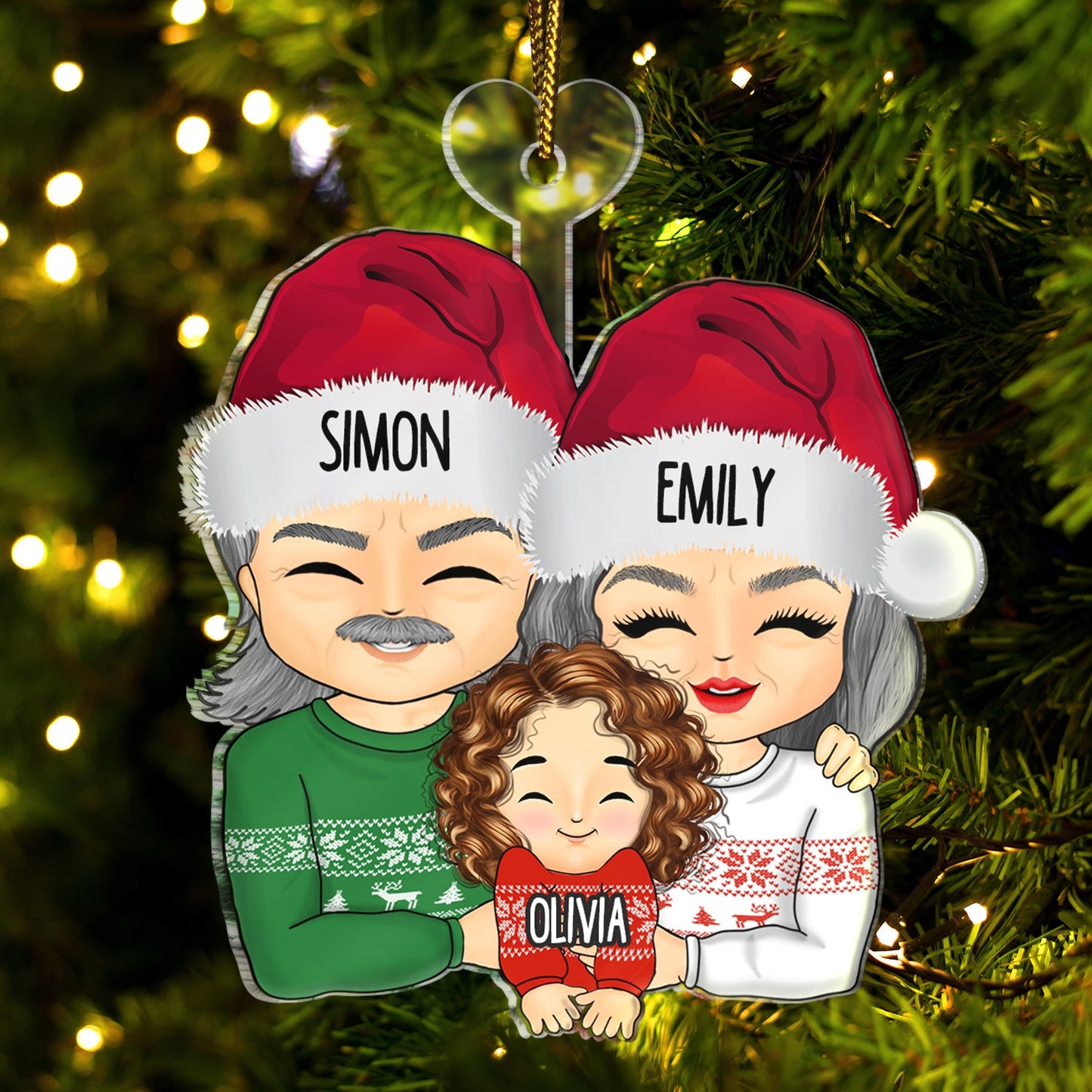 Personalized Grandparents Hugging Grandchild Christmas Keepsake Ornament
