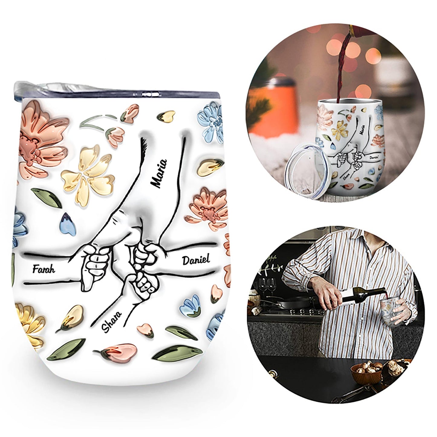 Custom Hand In Hand Family Tumbler - Personalized Name Keepsake Gift