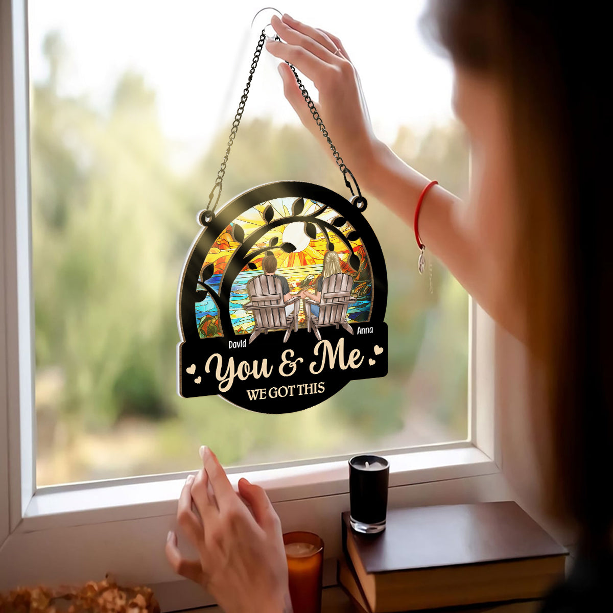 Personalized "You & Me We Got This" Couple Suncatcher Window Ornament