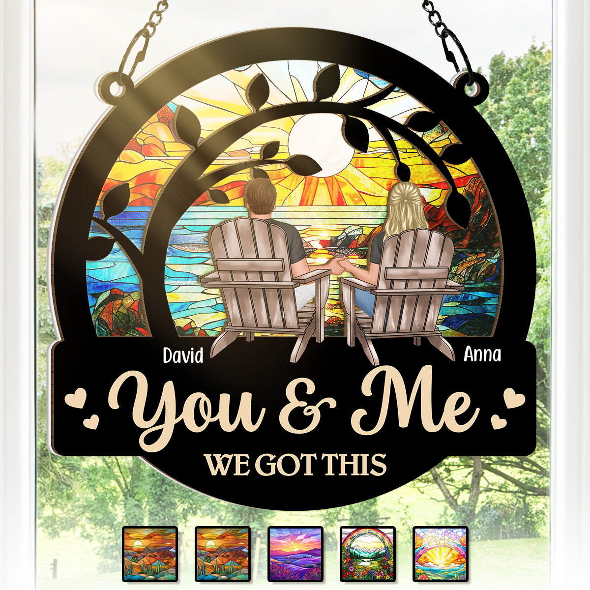 Personalized "You & Me We Got This" Couple Suncatcher Window Ornament