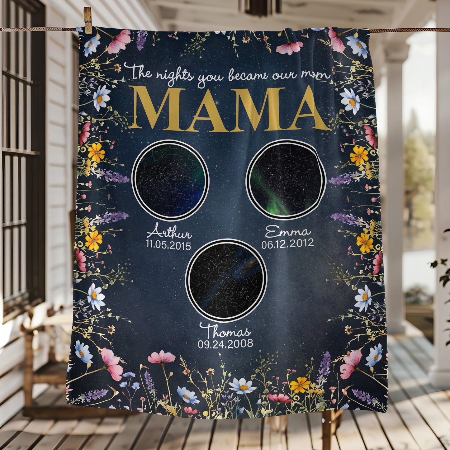 Custom Star Map Blanket for Mom & Grandma: "The Nights You Became Our Mom"