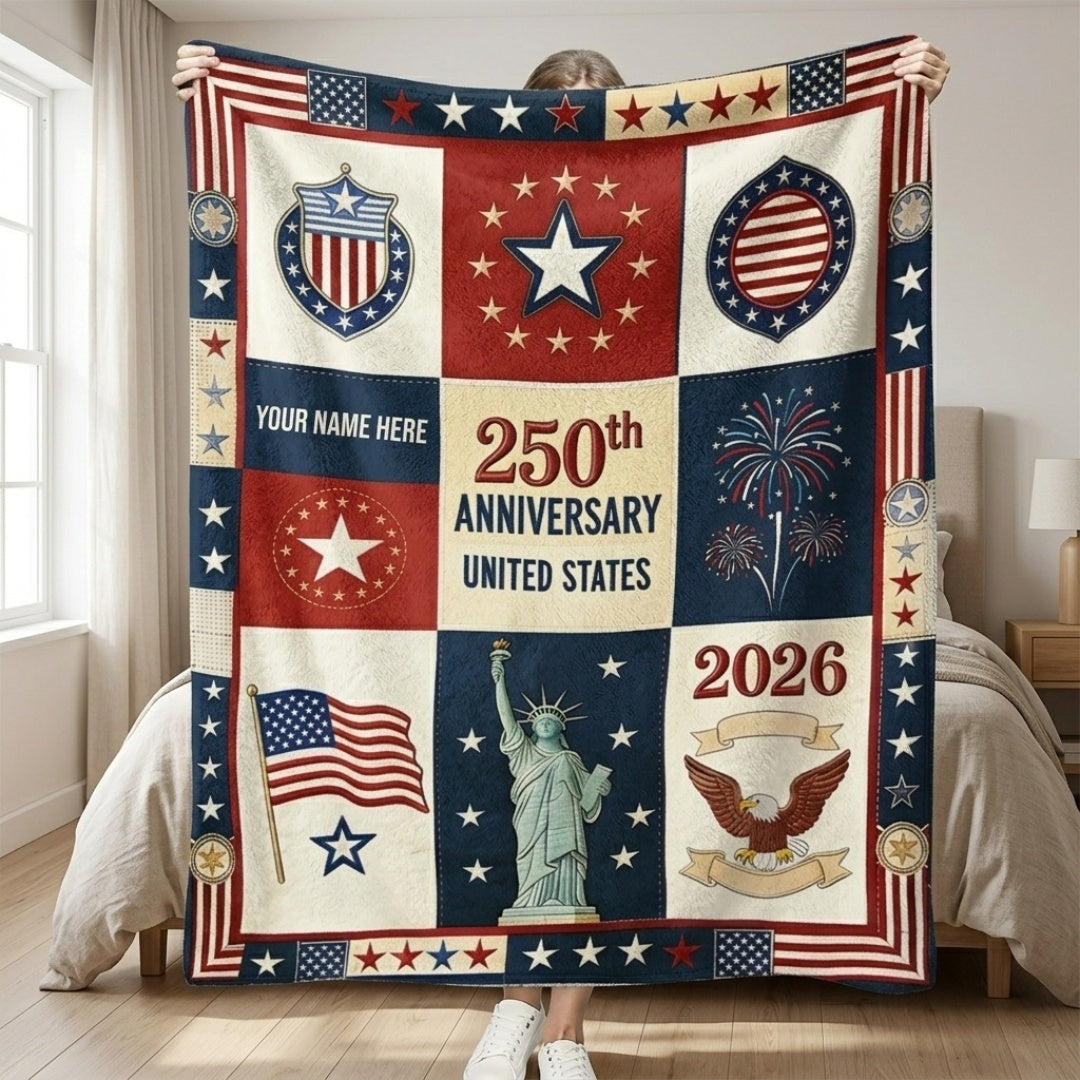 USA 250th Anniversary - Personalized Custom Patriot Blanket