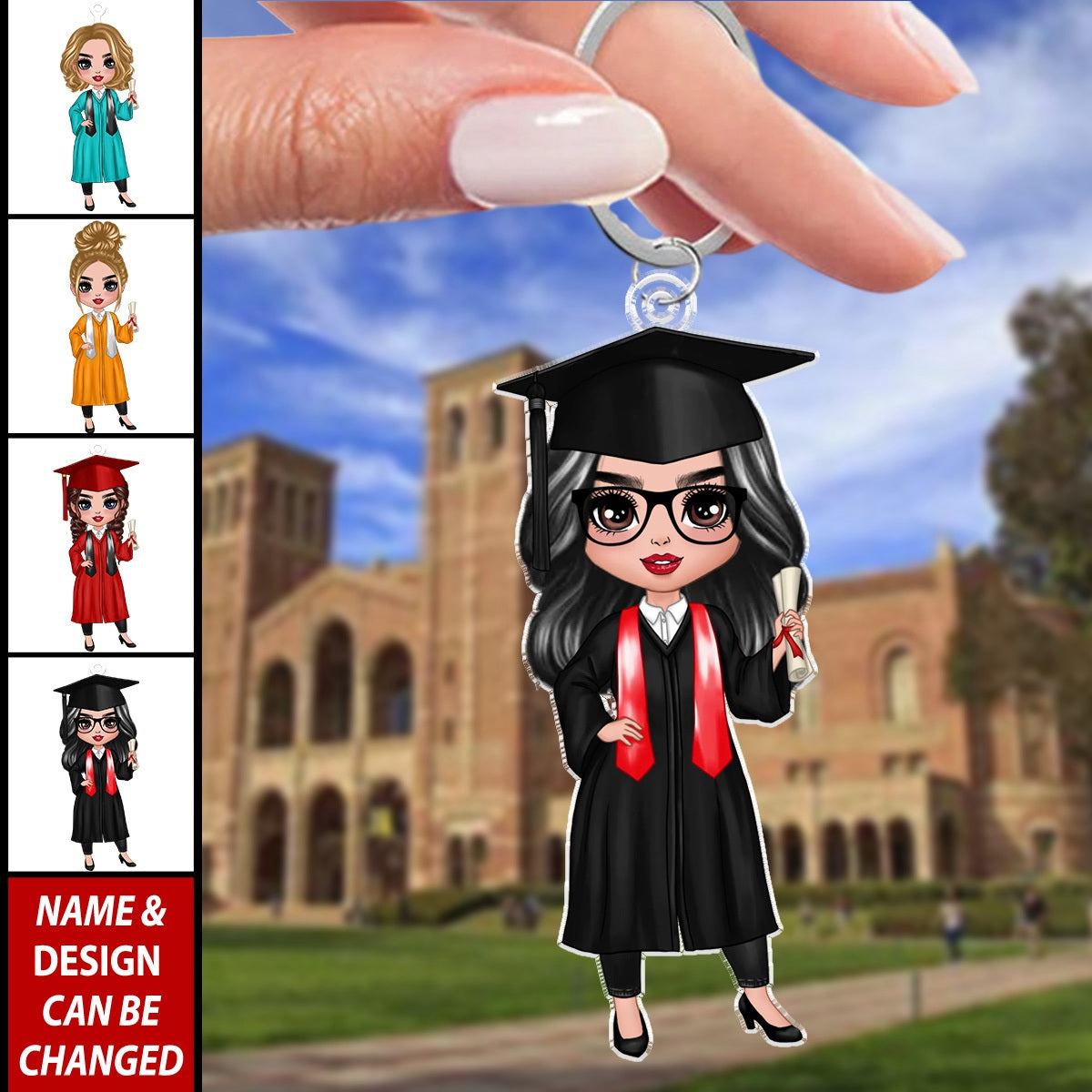 Personalized Graduation Gift: Custom Keychain for Your Graduate Girl