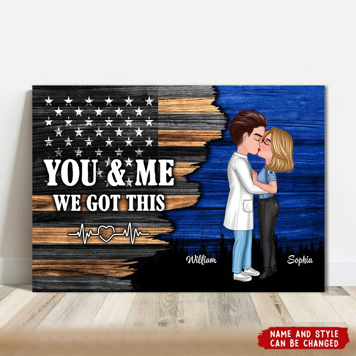 Customizable 'You & Me We Got This' Canvas Art for Hero Couples